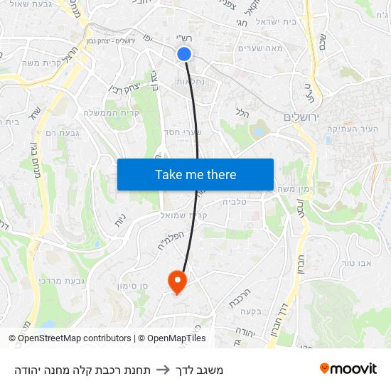 תחנת רכבת קלה מחנה יהודה to משגב לדך map