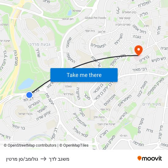 גולומב/סן מרטין to משגב לדך map