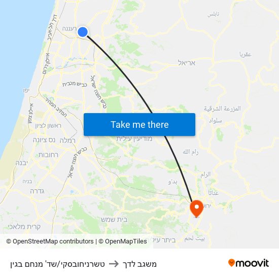 טשרניחובסקי/שד' מנחם בגין to משגב לדך map