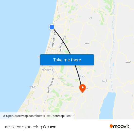 מחלף ינאי לדרום to משגב לדך map