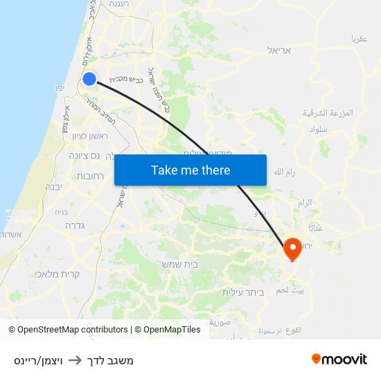 ויצמן/ריינס to משגב לדך map