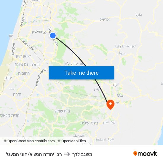 רבי יהודה הנשיא/חוני המעגל to משגב לדך map