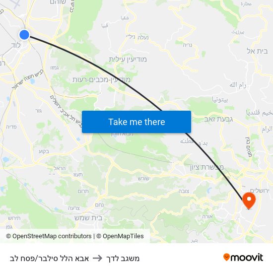 אבא הלל סילבר/פסח לב to משגב לדך map