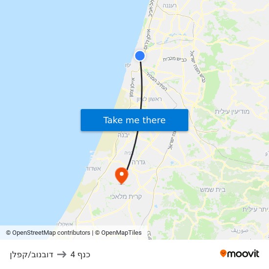 דובנוב/קפלן to כנף 4 map