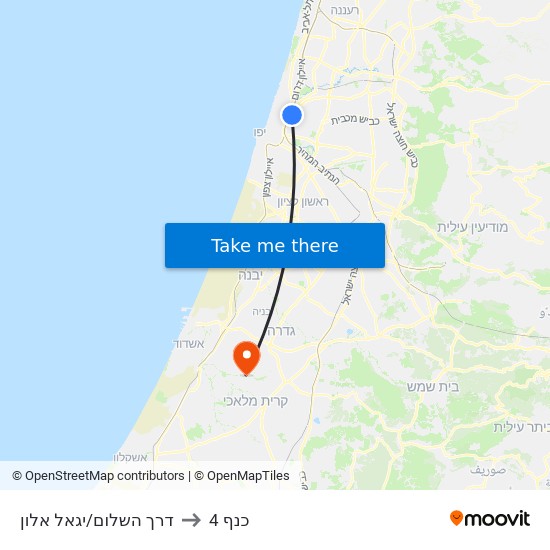 דרך השלום/יגאל אלון to כנף 4 map