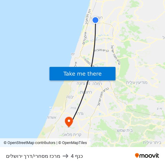 מרכז מסחרי מול הפארק/דרך ירושלים to כנף 4 map