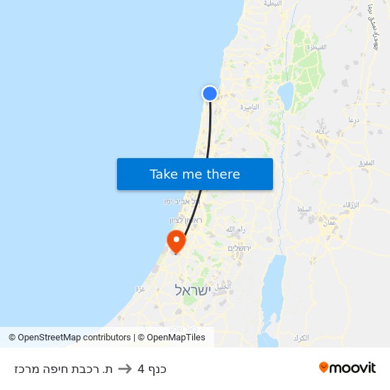 ת. רכבת חיפה מרכז to כנף 4 map