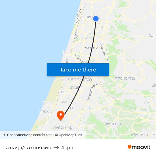 טשרניחובסקי/שד' מנחם בגין to כנף 4 map