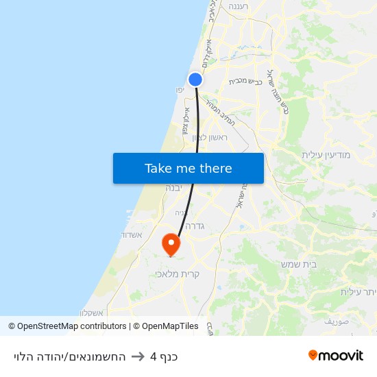 החשמונאים/יהודה הלוי to כנף 4 map