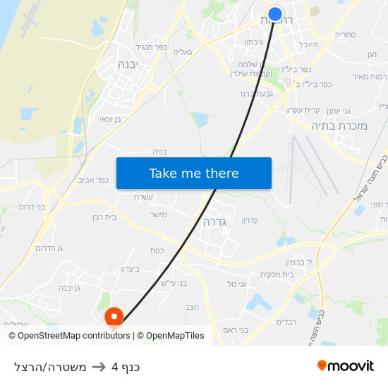 משטרה/הרצל to כנף 4 map