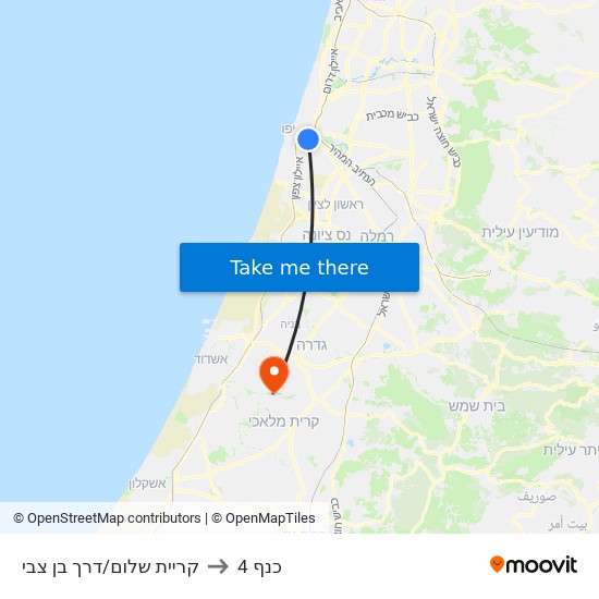 קריית שלום/דרך בן צבי to כנף 4 map