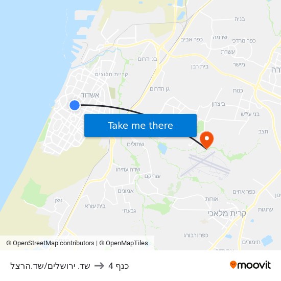 שד. ירושלים/שד.הרצל to כנף 4 map