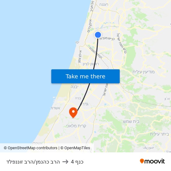 הרב כהנמן/הרב זוננפלד to כנף 4 map