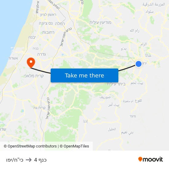 אגריפס/כי''ח to כנף 4 map