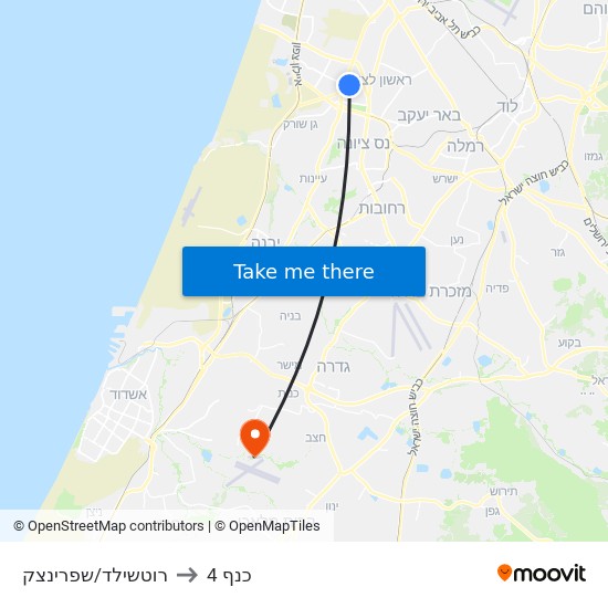 רוטשילד/שפרינצק to כנף 4 map