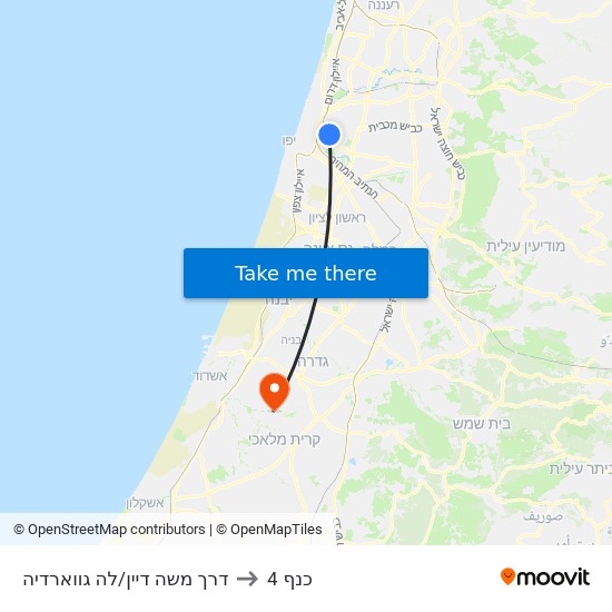 דרך משה דיין/לה גווארדיה to כנף 4 map