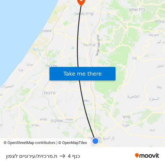 ת.מרכזית/עירוניים לצפון to כנף 4 map