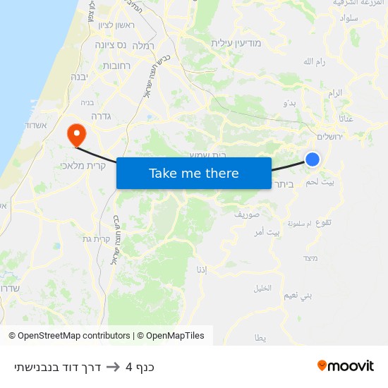 דרך דוד בנבנישתי to כנף 4 map