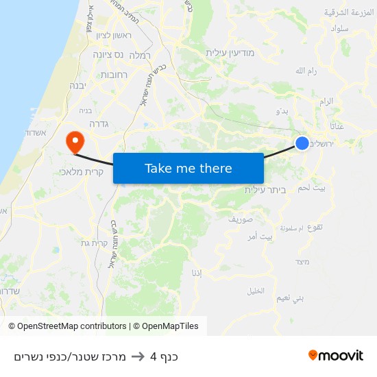 מרכז שטנר/כנפי נשרים to כנף 4 map