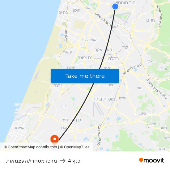 מרכז מסחרי/העצמאות to כנף 4 map