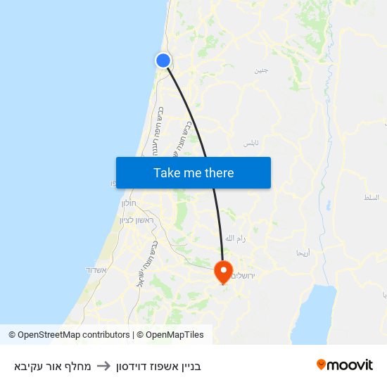 מחלף אור עקיבא to בניין אשפוז דוידסון map