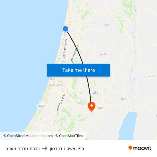 רכבת חדרה מערב to בניין אשפוז דוידסון map