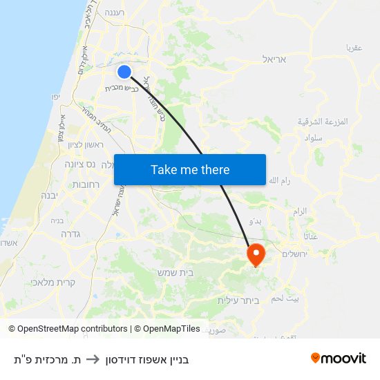 ת. מרכזית פ''ת to בניין אשפוז דוידסון map