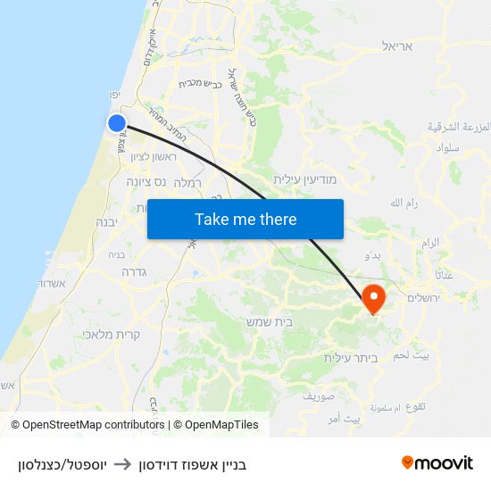 יוספטל/כצנלסון to בניין אשפוז דוידסון map