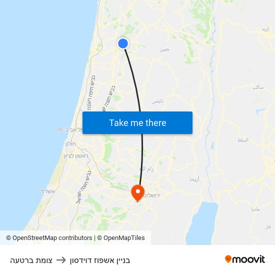 צומת ברטעה to בניין אשפוז דוידסון map