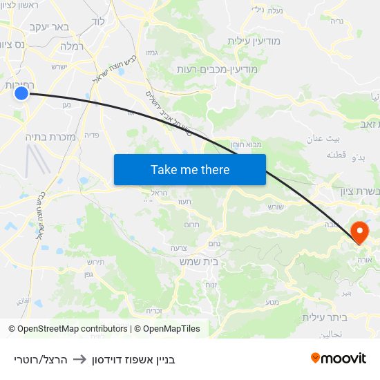 הרצל/רוטרי to בניין אשפוז דוידסון map