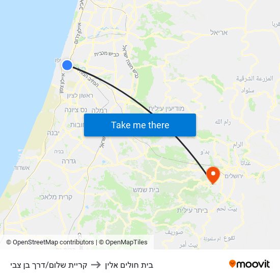 קריית שלום/דרך בן צבי to בית חולים אלין map