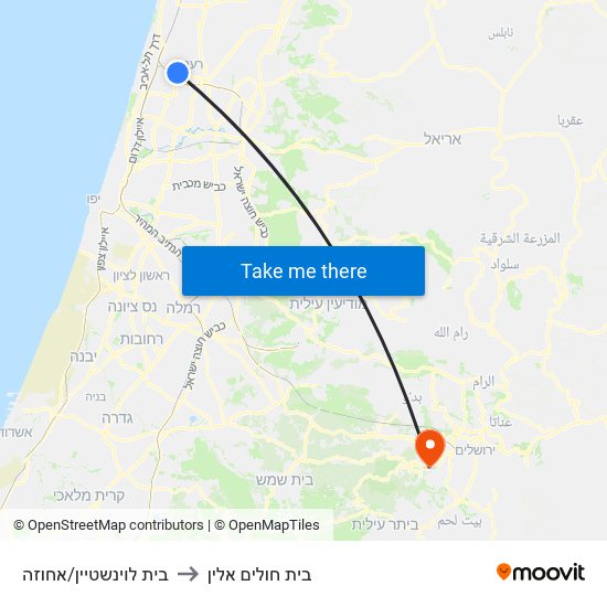 בית לוינשטיין/אחוזה to בית חולים אלין map