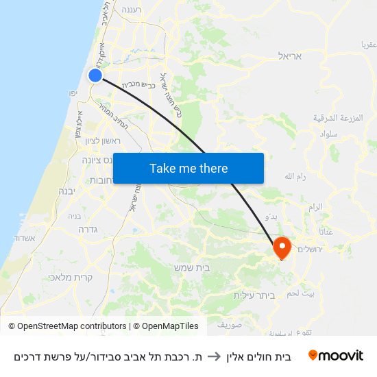 ת. רכבת תל אביב סבידור/על פרשת דרכים to בית חולים אלין map