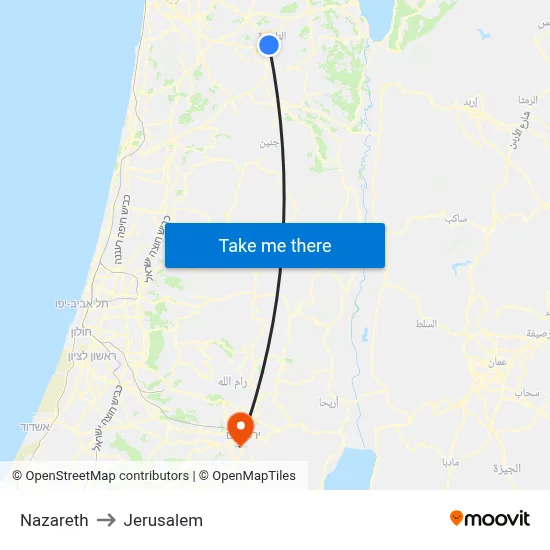 Nazareth to Jerusalem map