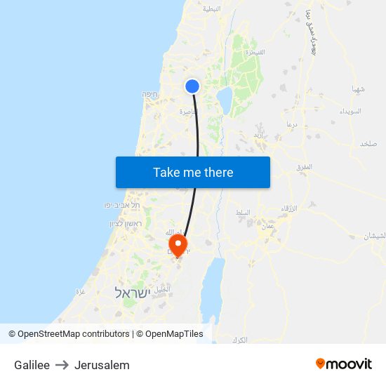 Galilee to Jerusalem map