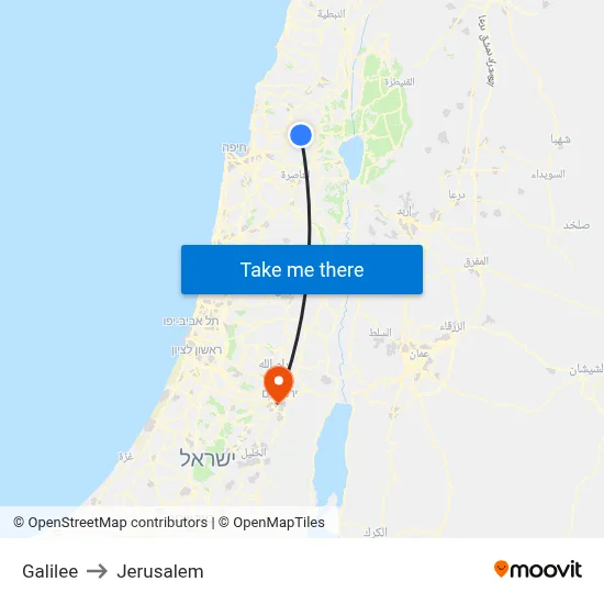 Galilee to Jerusalem map