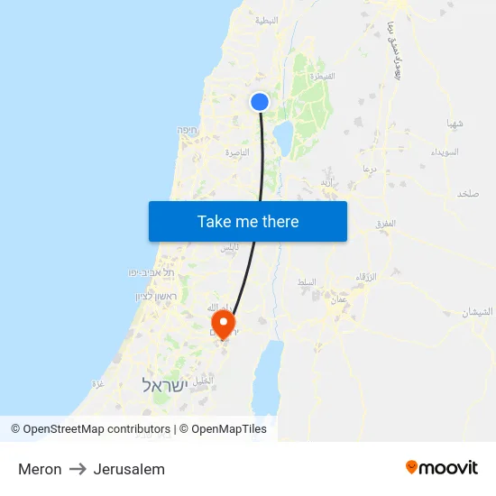 Meron to Jerusalem map