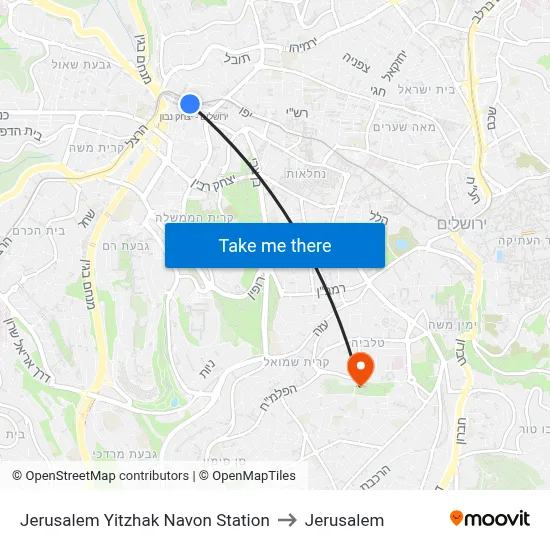 Jerusalem Yitzhak Navon Station to Jerusalem map