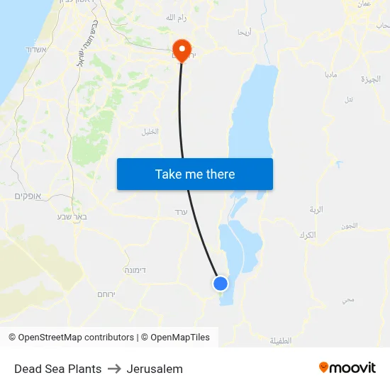 Dead Sea Plants to Jerusalem map