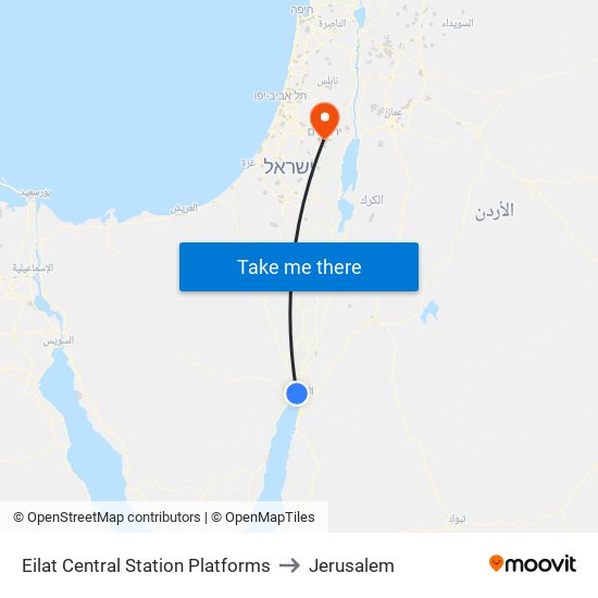 Eilat Central Station Platforms to Jerusalem map