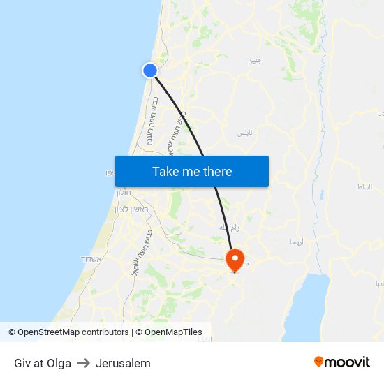 Giv at Olga to Jerusalem map
