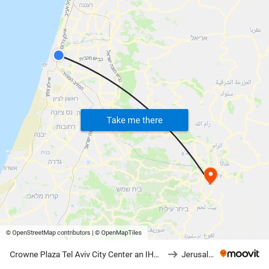 Crowne Plaza Tel Aviv City Center an IHG Hotel to Jerusalem map