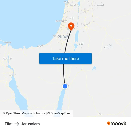 Eilat to Jerusalem map