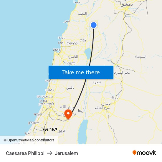 Caesarea Philippi to Jerusalem map