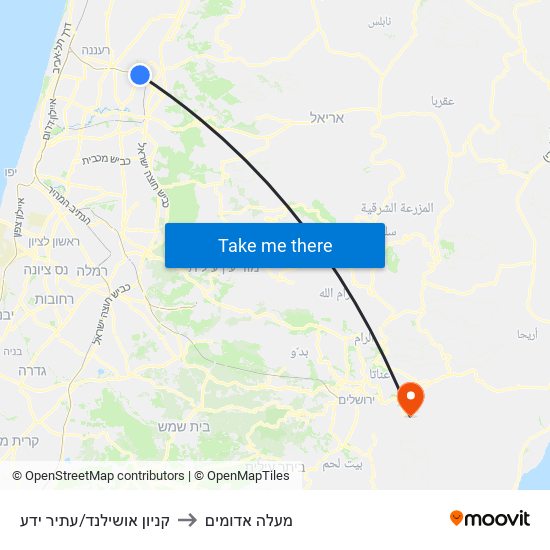 קניון אושילנד/עתיר ידע to מעלה אדומים map