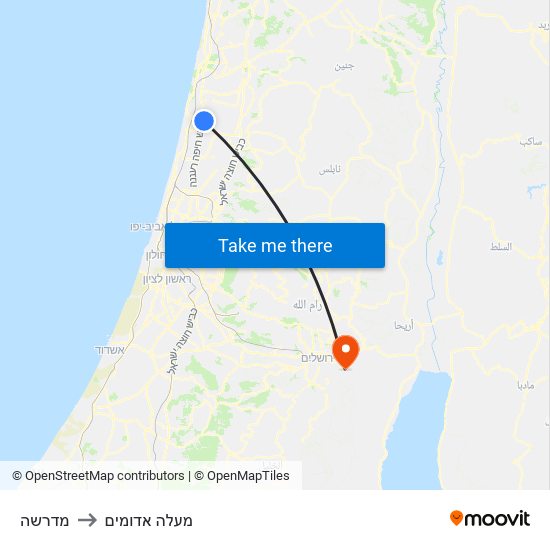 מדרשה to מעלה אדומים map