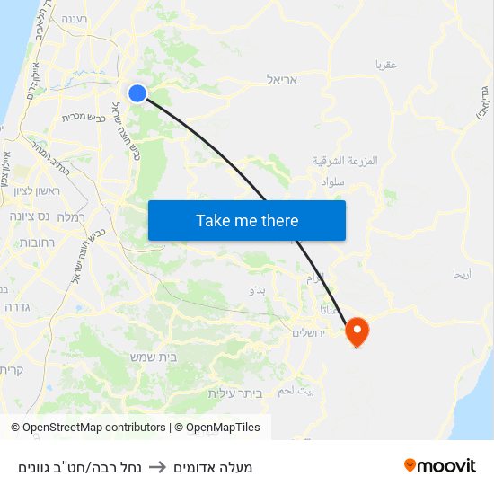 נחל רבה/חט''ב גוונים to מעלה אדומים map