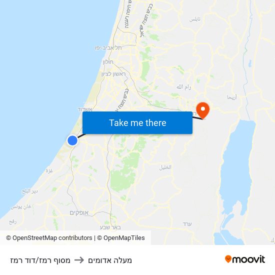 מסוף רמז/דוד רמז to מעלה אדומים map