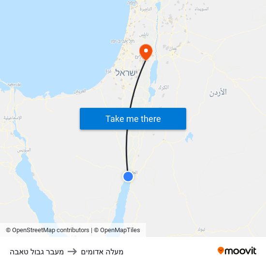 מעבר גבול טאבה to מעלה אדומים map