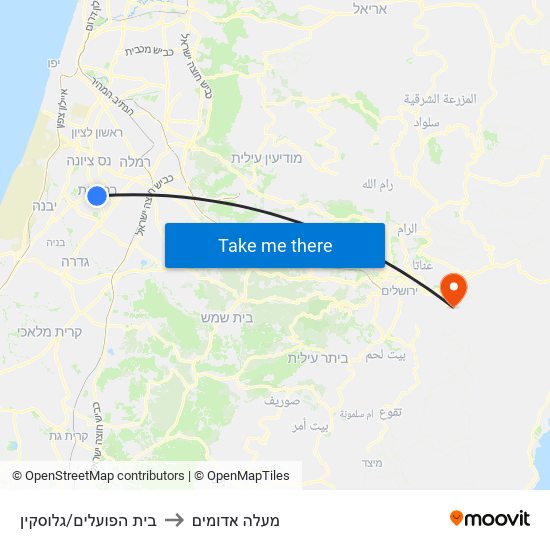 בית הפועלים/גלוסקין to מעלה אדומים map